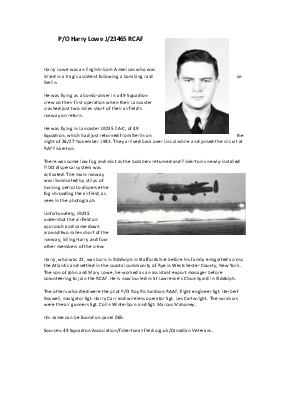 A preview of a PDF biography for Lowe, Harry